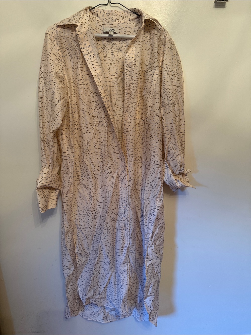 COS Cream Long Sleeve Printed Shirt Dress